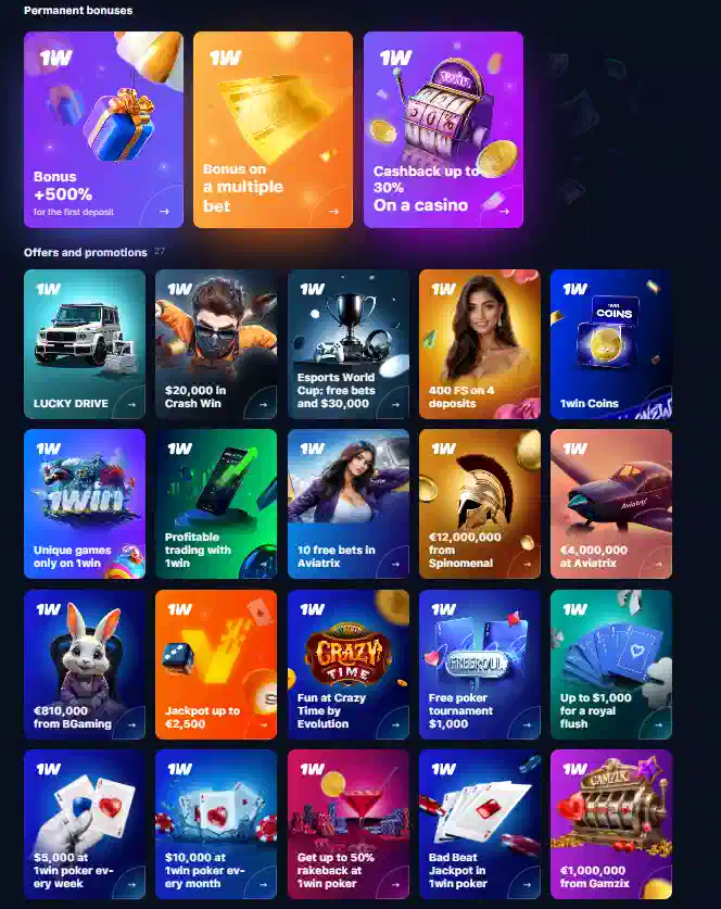 1win 500% deposit bonus for indian players