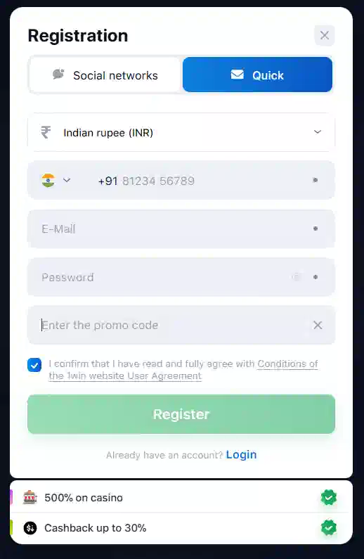 1win how to register and play?